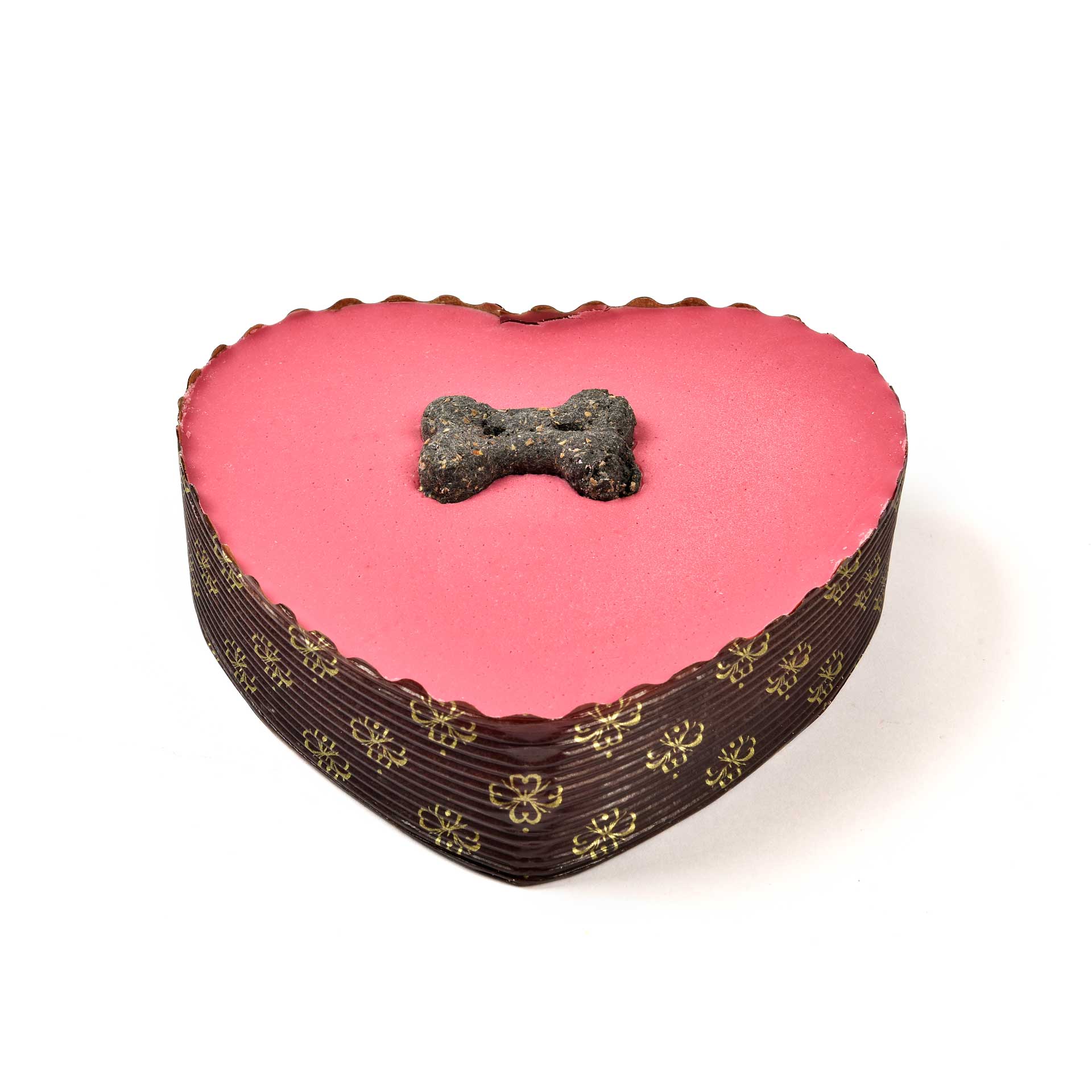 The Barking Bakery Yoghurt Topped Pawty Cake Roze Hart Met Kaars